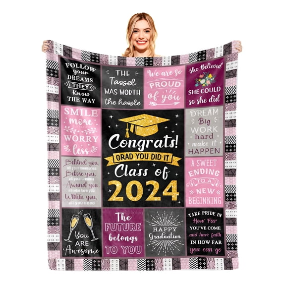 AUQ Graduation Gifts,2024 Graduation Gifts for Her,College/High School Graduation Gifts for Women/Girls,Graduation Gift,Masters Degree/Phd Graduation Gifts,Graduate Gifts Blanket 50"