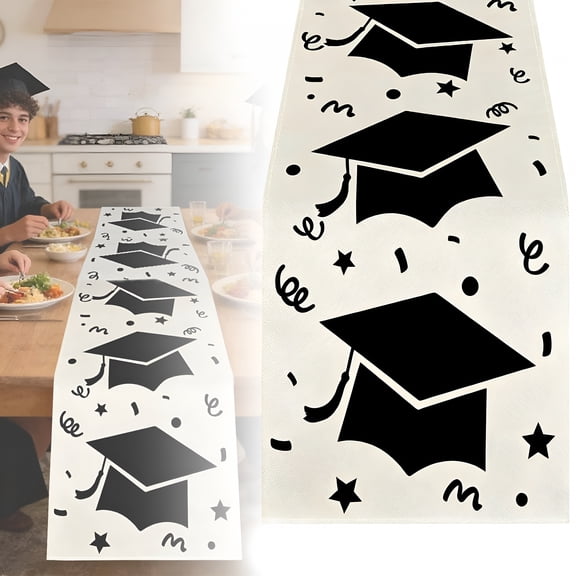 AUQ Graduation Table Runner,72X13 Inch 2026 Graduation Party Decorations,Congrats Grad Cap Table Runners,Rustic Table Runner for Dining Room,Kitchen,Home,Graduation Party Supplies