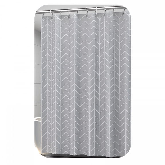 AUQ Gray Grey Stall Small Dorm Grey Half Size Fabric Shower Curtain Liner for Bathroom Stand Up 36X72 Inches Wide Single Narrow Chevron Herringbone Geometric Rv Tiny Walkin Polyester Bathroom
