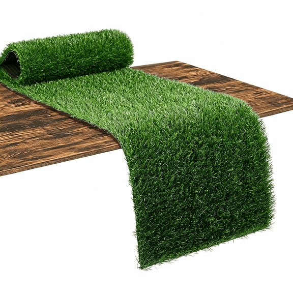 AUQ Green Artificial Grass Table Runner for Sport Golf Spring Summer Party Decorations - 12 X 36"Es Short Fake Grass Crafts Table Centerpiece Wedding Baby Shower