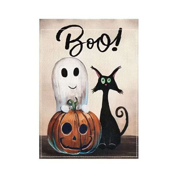 AUQ Halloween Outdoor Flag,Halloween Flag Decor,Halloween Garden Flag Scary Decor | Indoor Ghost Pumpkin Banner,Outdoor Yard Ornament,Flag