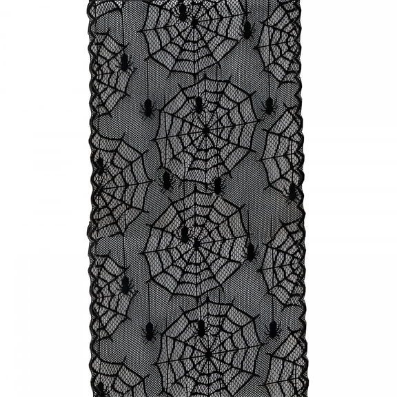 AUQ Halloween Table Runner, Black Lace Spider Web Table Runner for Halloween Table Decor, 11X23 Inch Halloween Lace Table Runner for Halloween Table Decoration Kitchen Indoor Halloween Decoration