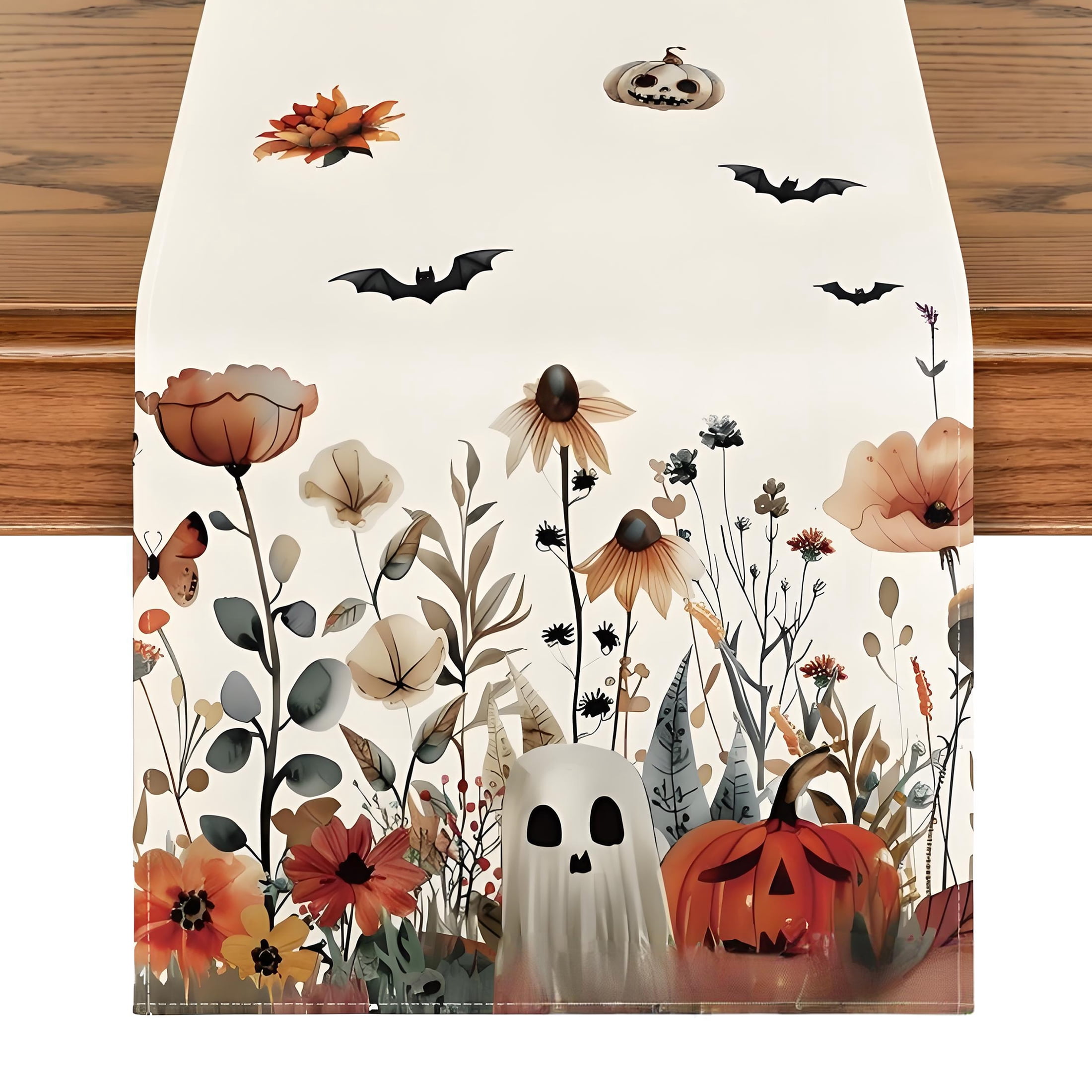 AUQ Halloween Table Runner,Ghost and Pumpkin Fall Table Runners,13 ...