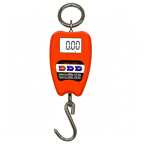 AUQ Hanging Weight Scale Industrial Heavy Duty for Farm,Hunting,Bow Draw Weight,Big Fish & Hoyer Lift with Accurate Sensor Digital,Professional (440Lbs Orange)
