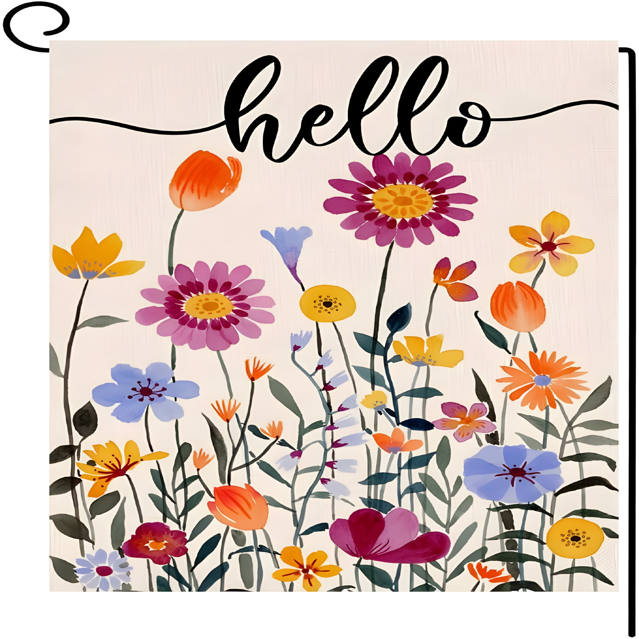 AUQ Hello Spring Floral Garden Flag 12X18 Vertical Double Sided ...