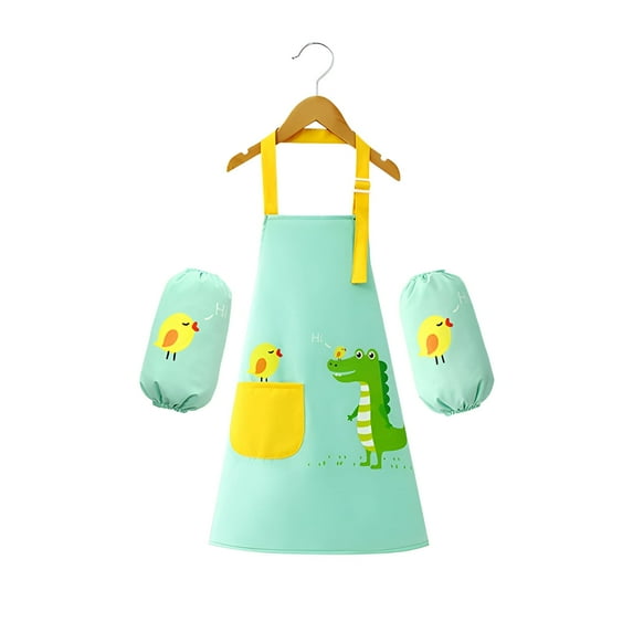 AUQCO Kids Apron,Polyester Kids Apron and Chef Hat Set,Gardening Apron for Kids,Style 2,L
