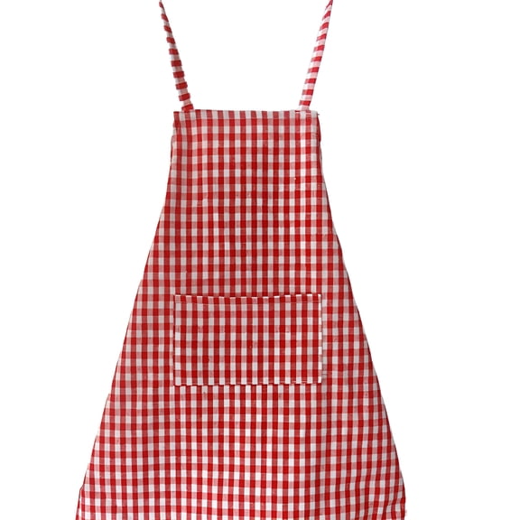 AUQ Kids Apron,Classic Checkered Design Toddler Apron,Cute Patterns Kids Aprons for Cooking,Red