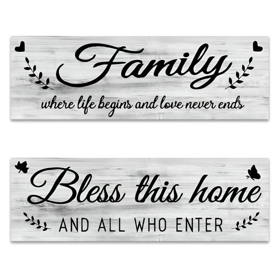 AUQ Kitchen Decor,Country Cottage Design Wall Decor Wall Hangings,Wooden Signs Bathroom Decor,Black,Style1