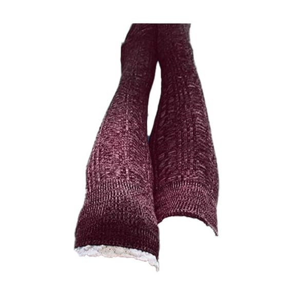 AUQ Knee High Socks,Classy Lace-Edged Thigh High Socks,Delightfully Soft Long Socks for Versatile Outfits,Red