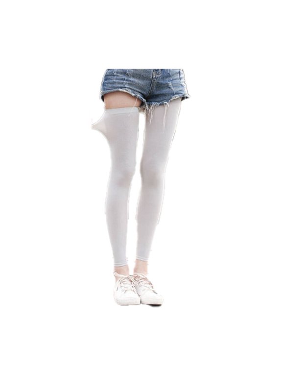 AUQ Knee High Socks,Ice Silk Cooling Fabric Thigh High Socks,UPF 50+ Sun Protection Long Socks for Women,Gray