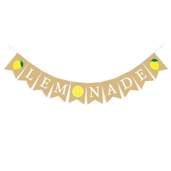 AUQ Lemonade Stand Banner & Sign - Supplies for Lemonade Stand Decor with Lemon Garland & Summer Birthday Party Decor