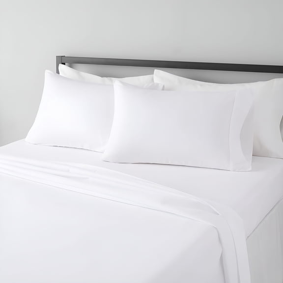 AUQ Lightweight Super Soft,Wrinkle-Free,Breathable Microfiber 4-Piece Bed Sheet Set with 14-Inch Deep Pockets,Full,Bright White,Solid
