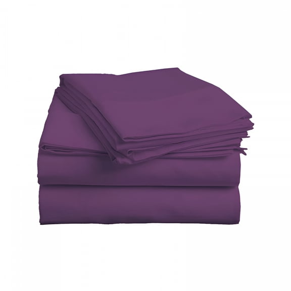 AUQ Luxury 4 Piece Bed Sheets Set King Size-Plum Solid 100% Pure Egyptian Cotton 800 Thread Count,Sateen Weave Sheet Set,Soft Long Staple Cotton,12 Inch Deep Pocket