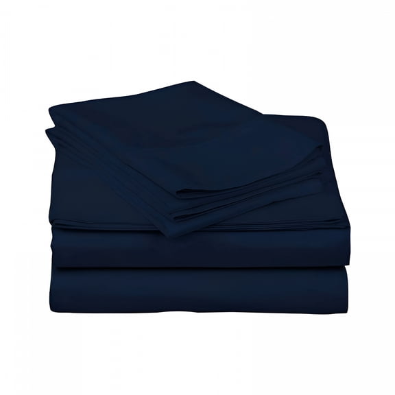 AUQ Luxury Bed Sheets Set-800 Thread Count 100% Egyptian Cotton Sheets-4 Piece Sheet Set Fits Mattress Up to 24 Inch Deep Pocket Sateen Weave for Soft Fitted Sheet-Navy Blue Solid Full Size