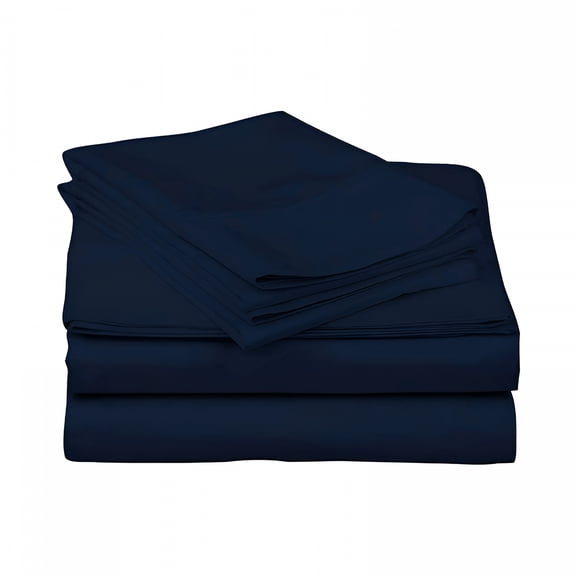 AUQ Luxury Bed Sheets Set-800 Thread Count 100% Egyptian Cotton Sheets-4 Piece Sheet Set Fits Mattress Upto 24 Inch Deep Pocket Sateen Weave for Soft Fitted Sheet-Navy Blue Solid Cal King Size