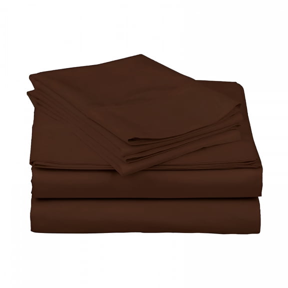 AUQ Luxury Bed Sheets Set-800 Thread Count 100% Egyptian Cotton Sheets-4 Piece Sheet Set Fits Mattress Upto 24 Inch Deep Pocket Sateen Weave for Soft Fitted Sheet-Chocolate Solid Queen Size