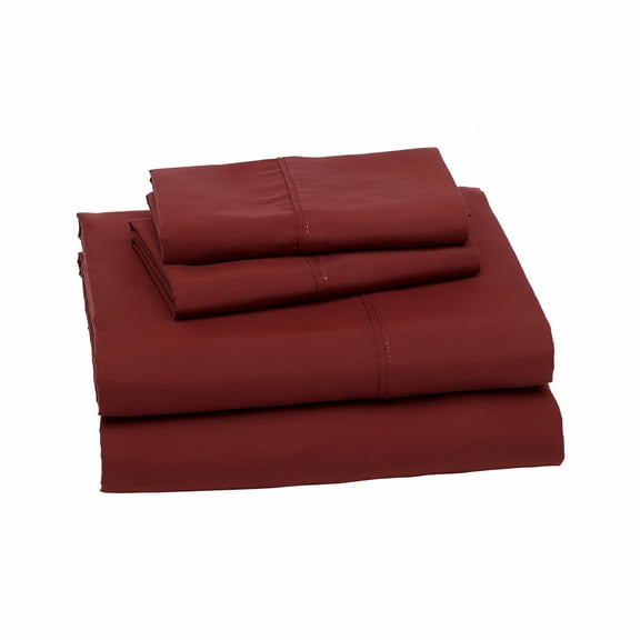AUQ Luxury Cotton Sheets for Queen Size Bed-Extra Deep Pocket Fitted Sheets-400 Thread Count Egyptian Cotton Sheets-18-24 Inch Extra Deep Pocket-Deep Pocket Queen Sheets-Burgundy Stripe