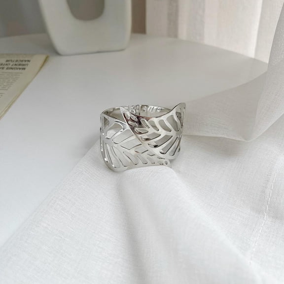 Luxury Glossy Hollow Leaves Design Curtain Holdbacks,Bracelet Shape Metal Curtain Tieback Drape Holder Curtain Drapery Holdbacks Tie Back Hook for Bedroom, Living Room - 1 Pc (Silver)