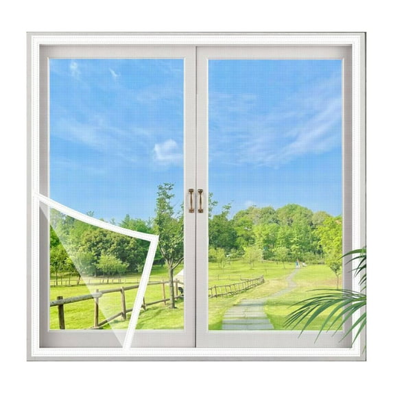 AUQ Magnetic Screen Door Polyester Fabric Window Screen Comfortable Magnetic Door Screen,Style2