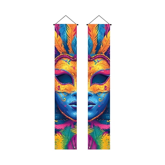 AUQ Mardi Gras Party Decor Hanging Flags Banners Carnival Festival Couplets Colorful Atmosphere Indoor Outdoor Celebration Supplies