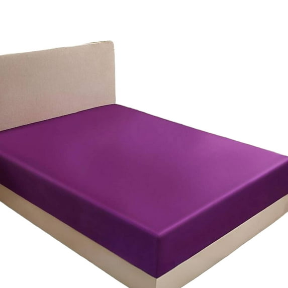 AUQ Mattress Protector,Smooth and Sleek Satin Mattress Pad Adjustable Elastic Design,Graceful Solid Color Mattress Cover,King,Lavender Purple