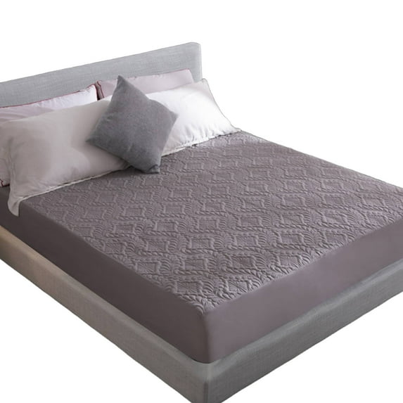 AUQ Mattress Protector,Three-Layer Fabric Mattress Pad for Warm Sleep Protection,Breathable TPU Waterproof Mattress Cover for Everyday Use,King,Gray Twist