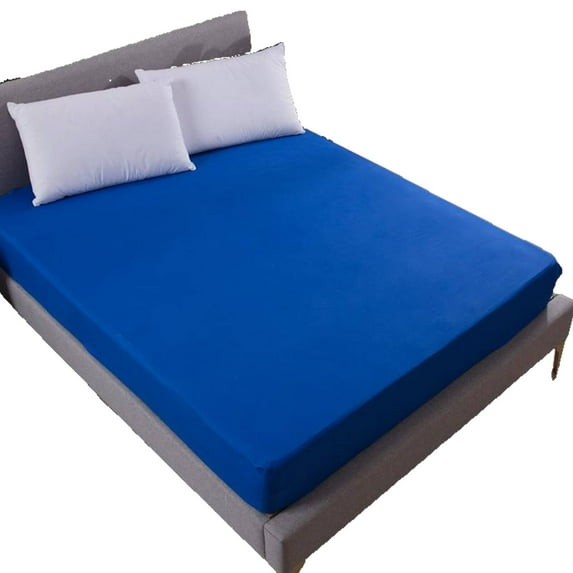 AUQ Mattress Protector,Velvety Flannel Mattress Pad for Spill Shield,Lightweight Mattress Cover for Refreshing Sleep,King,Blue