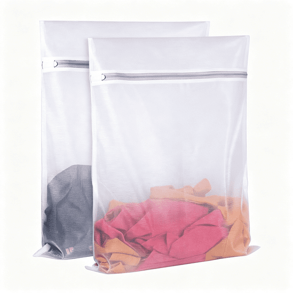 AUQ Mesh Wash Bag for Washing Machine-Zipper Net Laundry Bag for Travel,Lingerie,Sweater,Garment,Undergarment,Pack of 2 (20 Inch X 24 Inch)