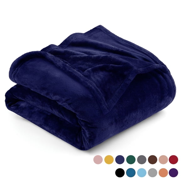 AUQ Microplush Fleece Bed Blanket 310 Gsm Microfiber Lightweight Warm Fluffy & Soft Navy Full/Queen Soft Fluffy Blankets