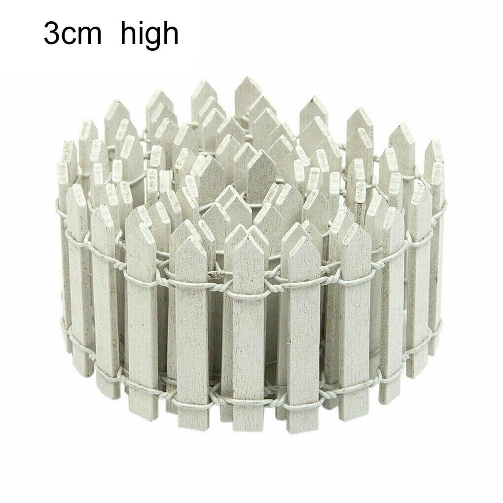 Miniature Garden Fence Succulents Potted Flower Bonsai Decorative Mini Wooden Fence, White, 100x3cm