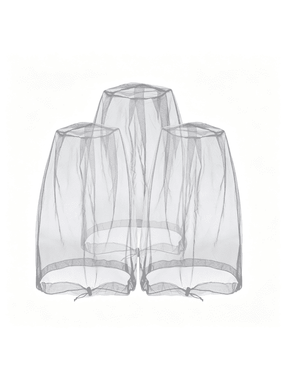 AUQ Mosquito Head Mesh Nets Gnat Face Netting for No See Ums Insects Bugs Gnats Biting Midges from Any Outdoor Activities, Works over Most Hats Comes(3Pcs, Grey)