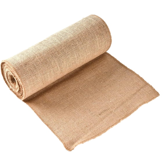 AUQ Natural Jute Burlap Table Runner Roll,Ribbons,12"W X 3-Yards for Wedding Party Home Dining Table Decoration Rustic Accessory Gift