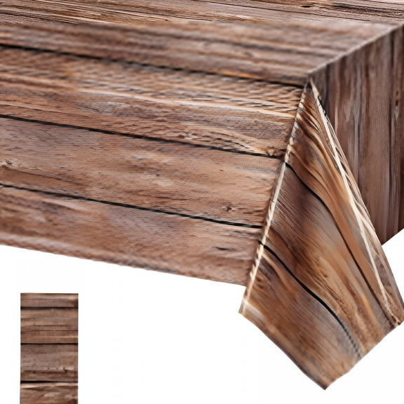 AUQ Natural Wood Grain Tablecloths Rustic Plastic Table Covers for Rectangle Table,Vintage Farmhouse Style Table Cloth Decorations for Western Barn Themed Birthday Wedding Party,54 X 108 Inch