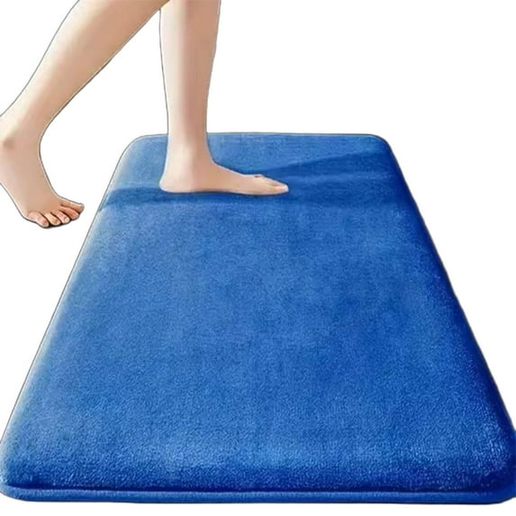 AUQ Navy Blue Bathroom Rugs Slip-Proof Function Water Absorbing Door Pad One-Color Design Bathroom Door Mat Blue