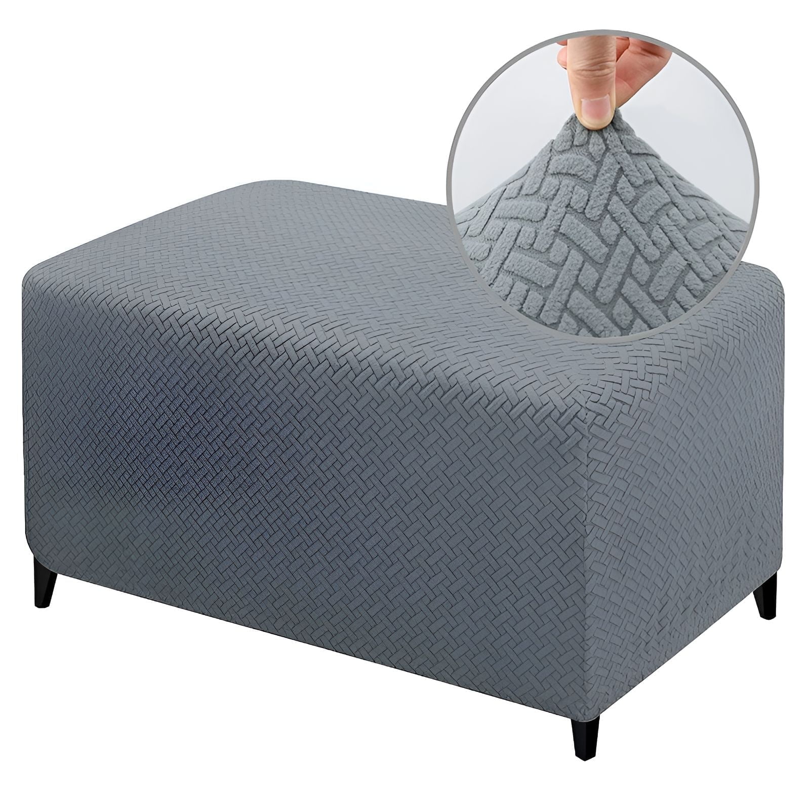 AUQ Ottoman Cover,Contour Hugging Fit Ottoman Cover Rectangular ...