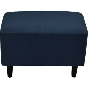 AUQ Ottoman Cover,16*24*10in Ottoman Covers Slipcover Rectangle, Slipcover for Ottomans,Navy Blue