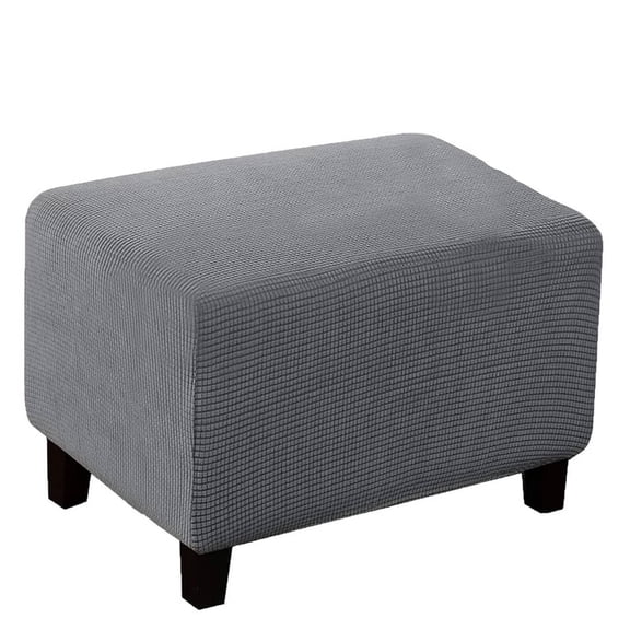 AUQ Ottoman Cover Made of Stretch Fabric for a Snug,Secure Fit Footstool Furniture Protector Cover Gray