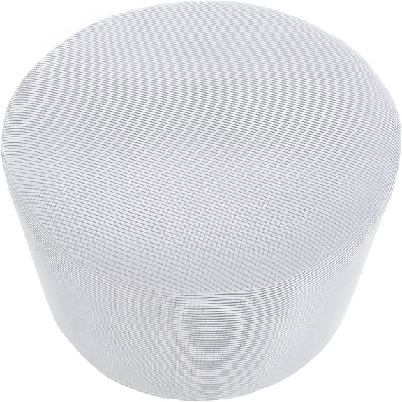 AUQ Ottoman Slipcover Stretch for Bedroom,Round Footrest Covers,Jacquard Fabric Soft Thick Foot Stool Cover,Solid Color,White