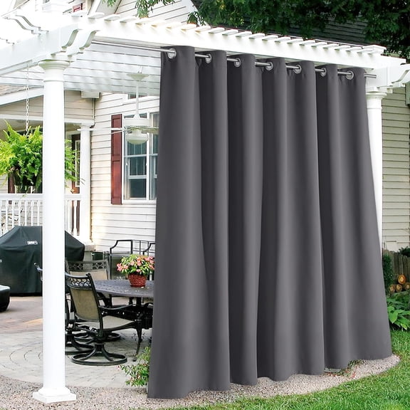 AUQ Pergola Curtains Outdoor Water Repellent, Sunlight Vertical Blind for Sliding Glass Door / Terrace / Pavilion / Corridor / Porch / Balcony Deck, W 100 X L 84 Inch, 1 Panel, Grey