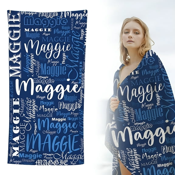 AUQ Personalized Beach Towels With Name Custom Beach Towels For Kids&Adults Pool Bath Towels With Name Personalized Summer Gifts For Kids Adults Friends Travel