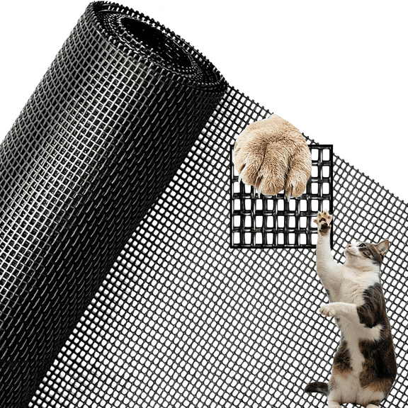 AUQ Pet Proof Window Screen Replacement Adjustable Thicken Charcoal Fiberglass Screen Mesh Dog Cat Net for Patio Porch Sliding Door Cat Screen Door (48"*100")