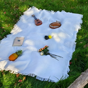 AUQ Picnic Blanket,Suitable for Various Activities Waterproof Blanket,Multi-Functional Camping Blanket,White1,90X150