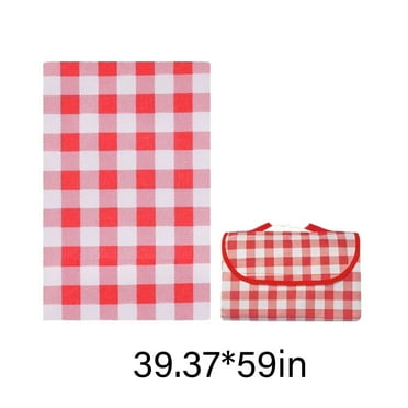 AUQ Picnic Blankets,Eco-Friendly Waterproof Blanket with Nonwoven Fabric,Lightweight Camping Blanket,Red Checkered,Small