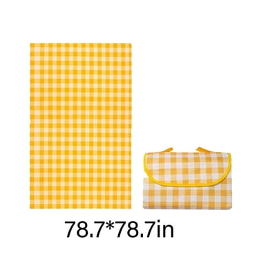 AUQ Picnic Blankets,Soft Portable Waterproof Blanket with Water-Blocking Layers,Lightweight Camping Blanket for All Terrains,78*78inch,Yellow