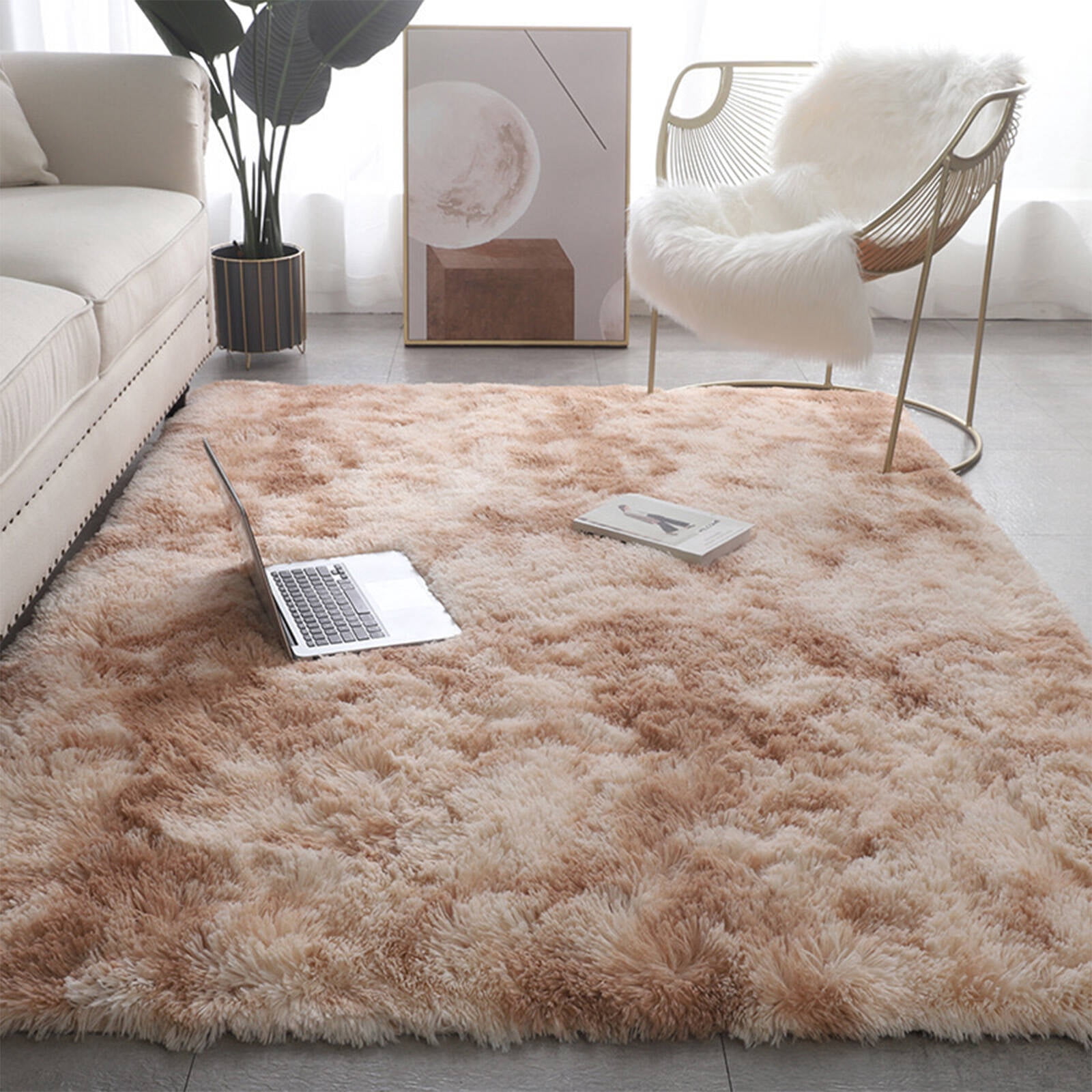 AUQ Pink Rug Soft Velvet Carpet Fluffy Rug Gradient Color Scheme Plush ...