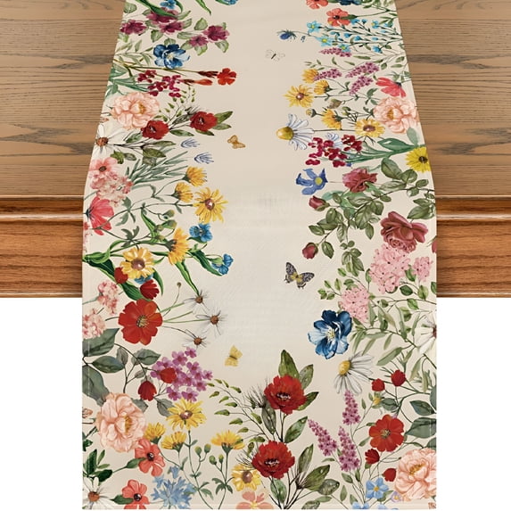 AUQ Plants Floral Butterfly Table Runner,Anniversary Wedding Kitchen ...