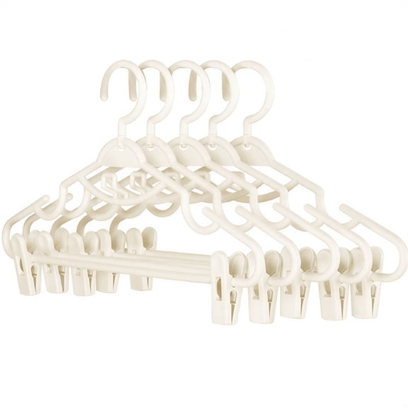 AUQ Plastic Pants Hangers with Clips 5 Pack Heavy Duty Skirt Hangers Swivel Hook and Notches Space Saving Acrylic Clip Hangers for Pants Suitable for All Clothing