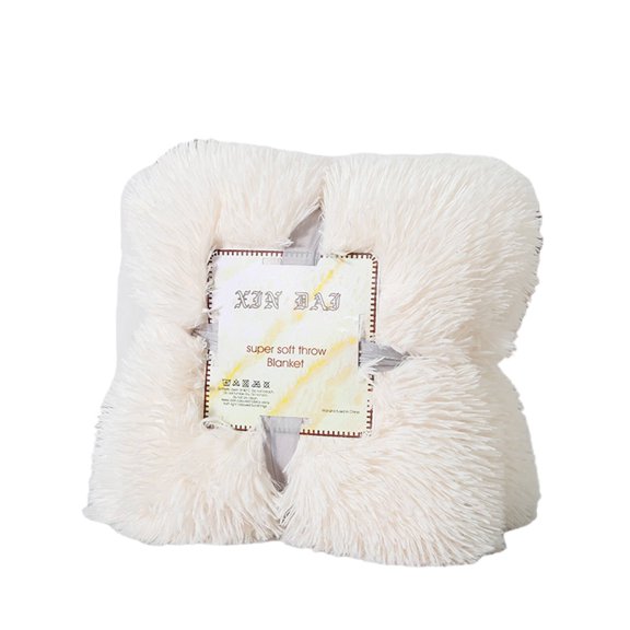 AUQ Plush Blanket Machine Washable Throw Blanket Simple Yet Elegant Design Blankets,Beige