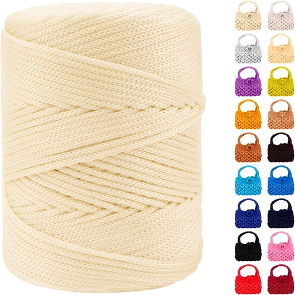 AUQ Polyester Macrame Cord 3mm x 200m,Braided Macrame Cord for Crochet,Bag,Wall Hangings