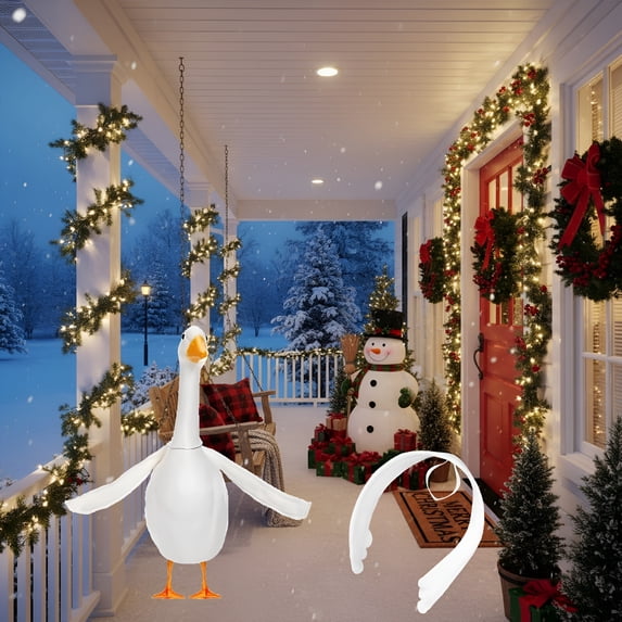 AUQ Posable Porch Goose Set,Adjustable Outdoor Decor for 17-28 Inch Geese,Seasonal Porch Decoration for Holidays,Garden Yard Display Accents Outdoor Decor Porch Goose Accessories